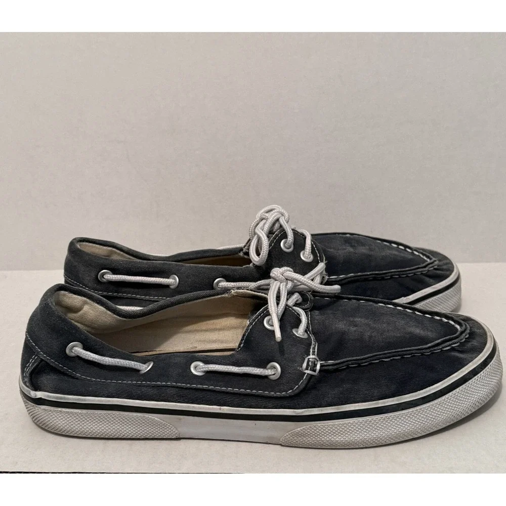 Thom McAn Shoe‎ Men's Size 10 Medium Blue Canvas Burnham Boat Loafers 38051